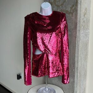 ASOS pink sequin side cut out top - size 4
